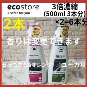 新品 エコストア 3倍濃縮 洗濯洗剤 ランドリーリキッド 植物由来 自然 敏感肌 ランドリーコンセントレートポンプ ユーカリ