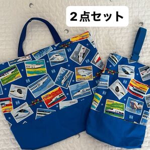 【ハンドメイド】レッスンバック シューズ入れ 2点セット