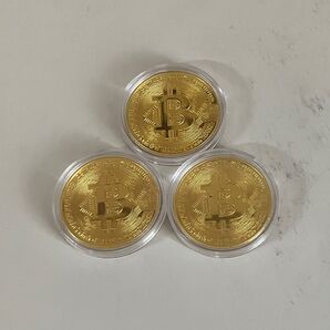 ビットコイン 仮想通貨 レプリカ 3個セット ゴールド 金