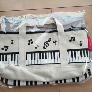 Piano line ピアノライン トートバッグなペンケース アーチ ポーチ サバトラ ネコ 2点セット