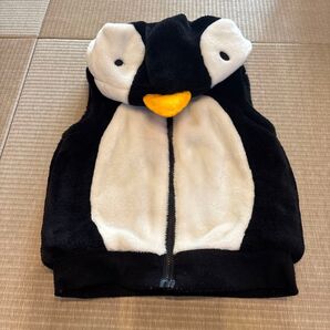 ペンギン ベスト もこもこ フード付き95サイズ