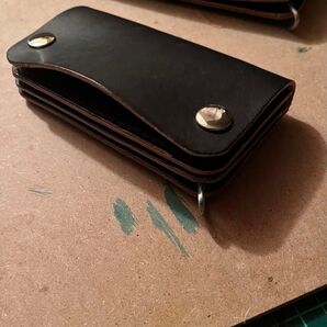 ミドルトラッカーウォレット 3層 ブラック ハンドメイド トラッカーウォレット
