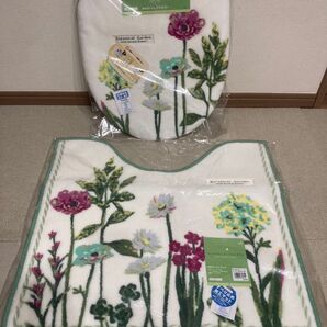 【新品】トイレタリー 2点セット 花柄 日本製 ホワイト/グリーン