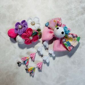 A 七五三髪飾り 花 前撮り お宮参り 女の子髪飾り うさぎ髪飾り