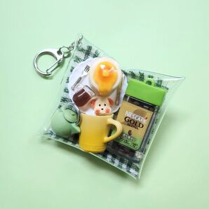 ガチャ詰めポーチ風 キーホルダー クリアポーチ キャンディバック ミニチュア詰め デコパーツ詰め 贅沢3段パンケーキ ネスカフェ
