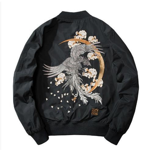 鳳凰 火の鳥 FIRE BIRD 精密刺繍　スカジャン アウター MA-1タイプ