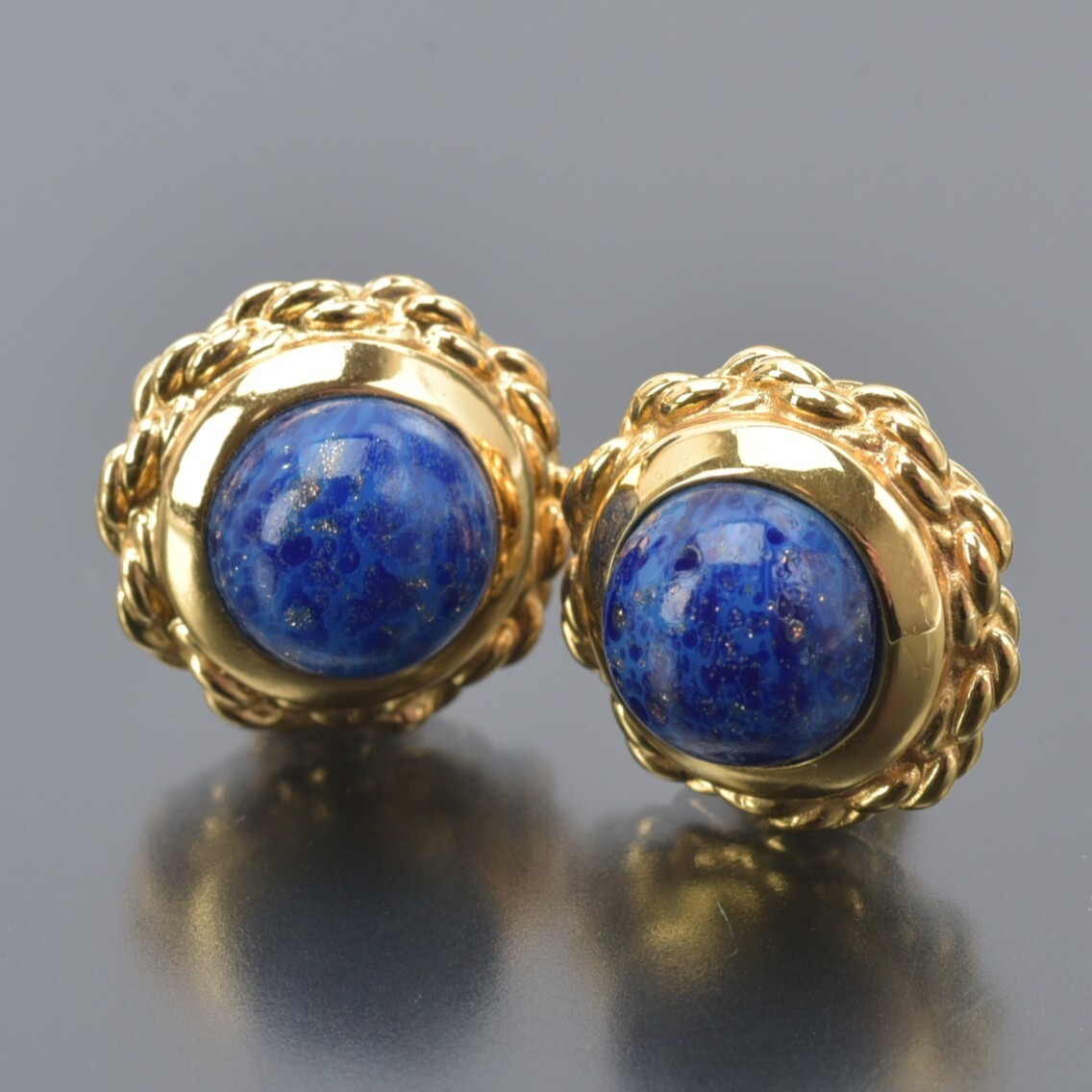 美品 Burberrys イヤリング ゴールド ブルー カラーストーン 両耳 青