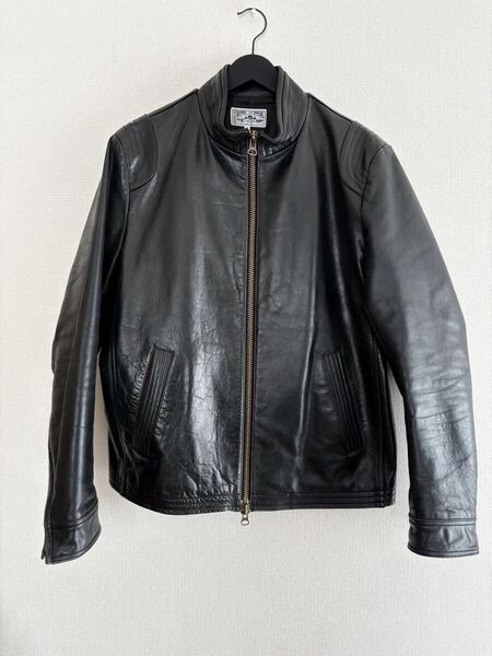 XLサイズ The DUFFER of St.GEORGE ザダファーオブセントジョージ シングルライダースジャケット ブラック 黒 バッファローレザー 牛革