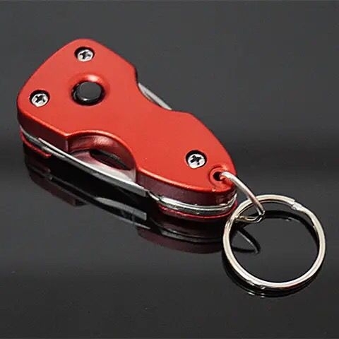 送料無料　多機能ミニ 折りたたみナイフ マルチツール アウトドア LED付き　レ