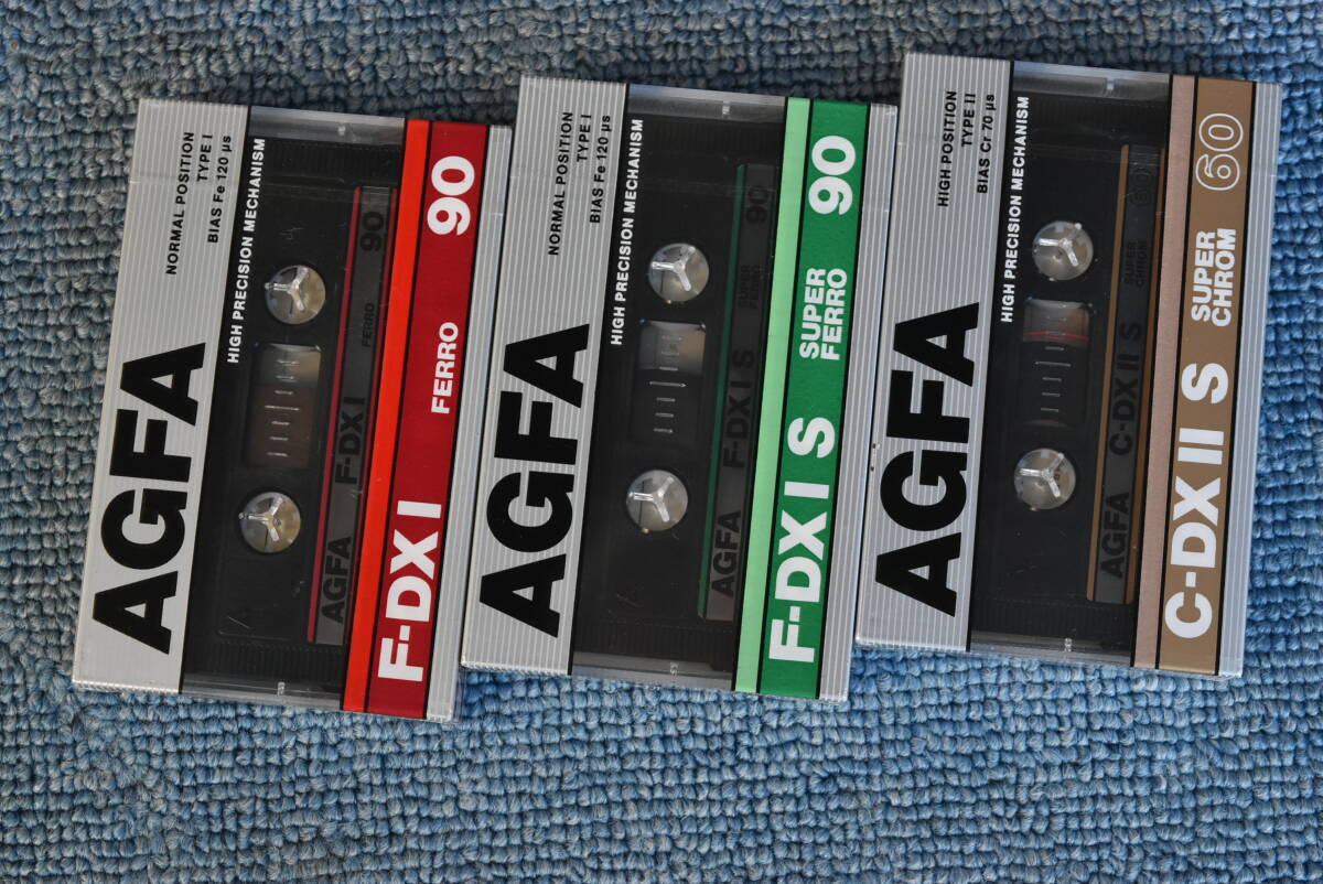 AGFA Hi Posi * обычный кассетная лента :AGFA~C-DXⅡS60 TypeⅡ*F-DXⅠ90*F-DXⅠS90 TypeⅠ~ итого 3 шт ( нераспечатанный * не использовался товар )