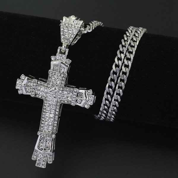 新品 プラチナptp ダイヤモンドcz クロス 喜平ネックレス ペンダント 上質