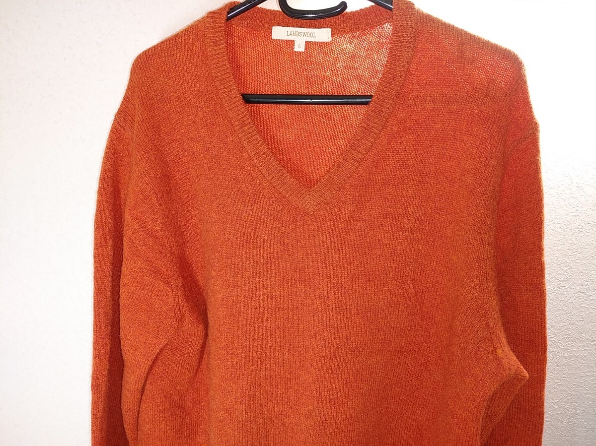  "надеты" частота . маленький обычный б/у одежда степень хранение товар *UNIQLO* Uniqlo *V шея свитер * orange L размер 