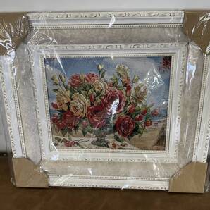 絵画 花のゴブラン額絵 ゴブラン織 キャンバス 額絵 風景画 名画 アート 額縁 ゴブラン 織物 アートパネル フレームアート 壁掛け ホワイト