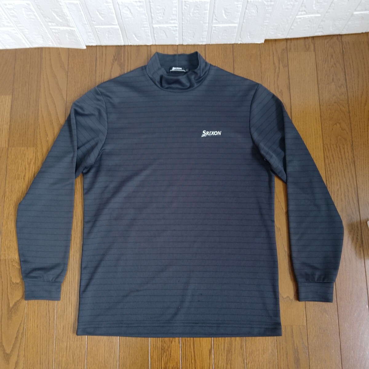2468[ б/у ]SRIXON GOLF Srixon Golf Golf одежда длинный рукав с высоким воротником рубашка мужской размер M серый / чёрный 