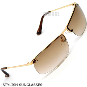 送料無料 オラオラ系 チョイ悪系 ハーフリム型 サングラス メンズ 男性用 UVカット 伊達メガネ 伊達眼鏡 ドライブ ブラウンハーフ レンズ□