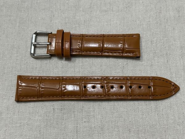 新品未使用★腕時計牛革クロコエンボスベルト　取付幅２０㎜　262320BR★クリ
