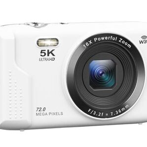 AiMike スマホに送れる デジタルカメラ 5K デジカメ WIFI転送機能 7200万画素 64GBマイクロSDカード付き R