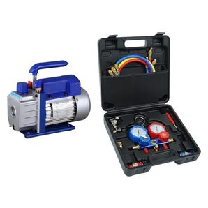 Kaitou ガスチャージャー 真空ポンプ エアコン修理 点検 カーエアコン チャージキット 補充 充填 (2点set) [並行R