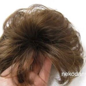 高品質 新品!未使用 頭頂部付け毛ヘア医療用にもライトブラウン明茶色 大きめ★洗える男女兼用耐熱 健康 安心 送料無料