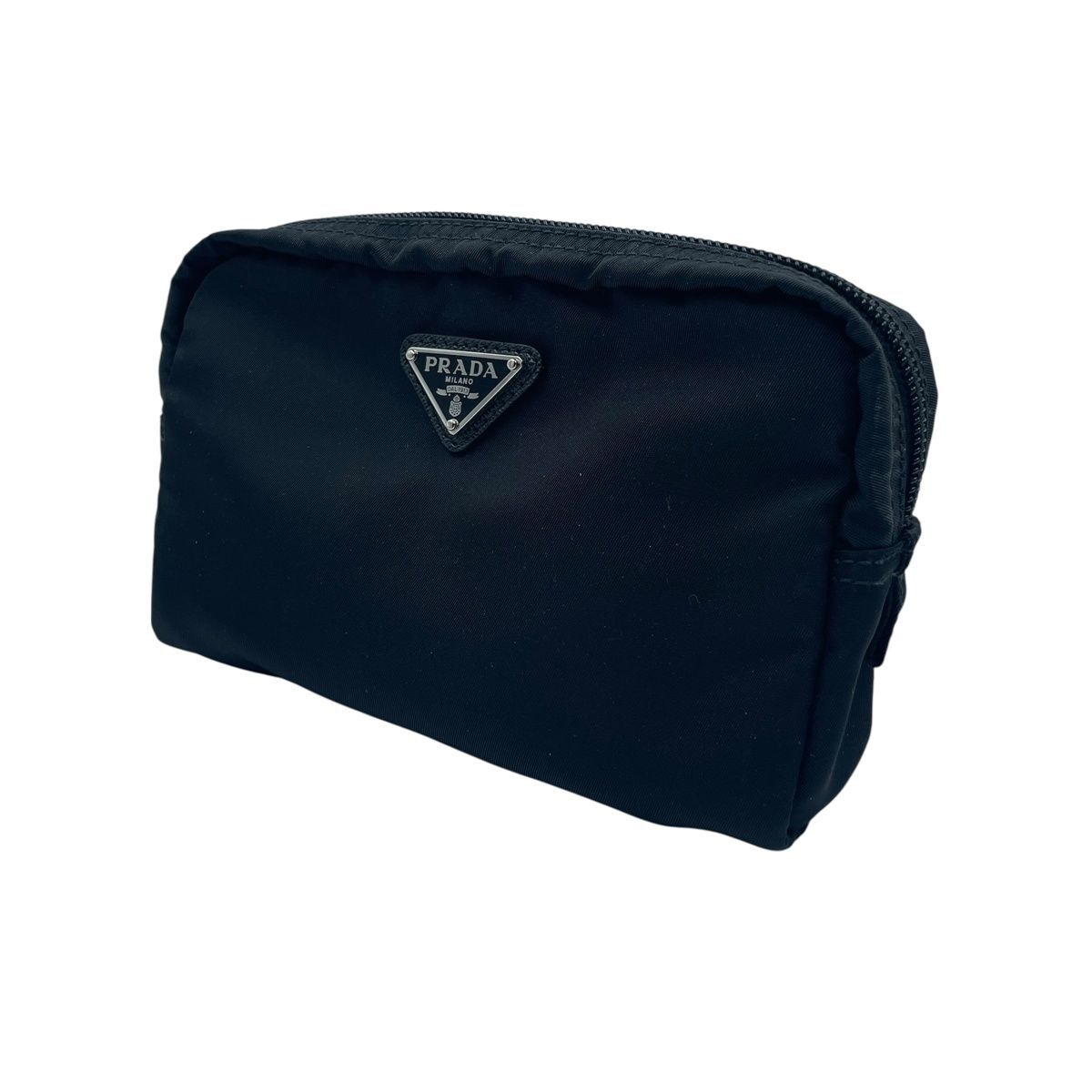 【中古】 PRADA プラダ ナイロン ミニポーチ トライアングルロゴ ブラック