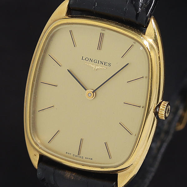 1 иен работа Longines 847.4448 ручной завод Gold циферблат мужские наручные часы 6953100 12APT SMZ