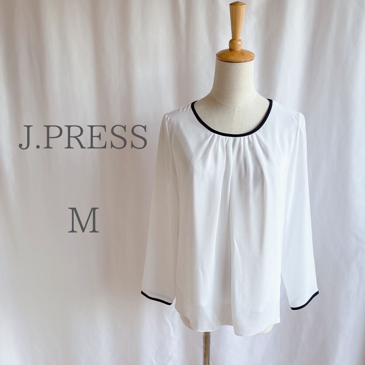 J.PRESS ジェイプレス 長袖 ラウンドネック シースルー カットソー Mサ