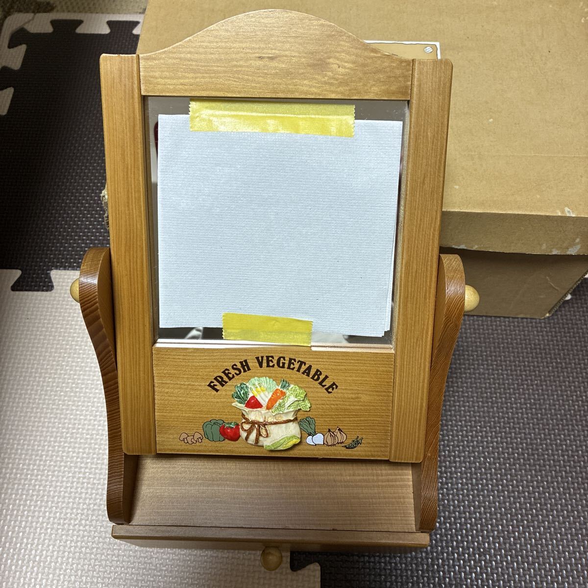 鏡台　昭和レトロ　送料込み 卓上 昭和レトロ 和柄布カバー付き鏡台 美細工 - メルカリ