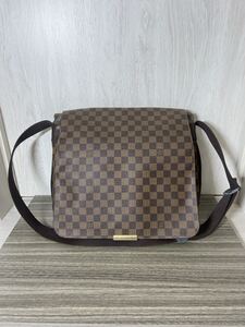 ルイヴィトン ダミエ バスティーユ N45258 メッセンジャーバッグ レザー 斜め掛け