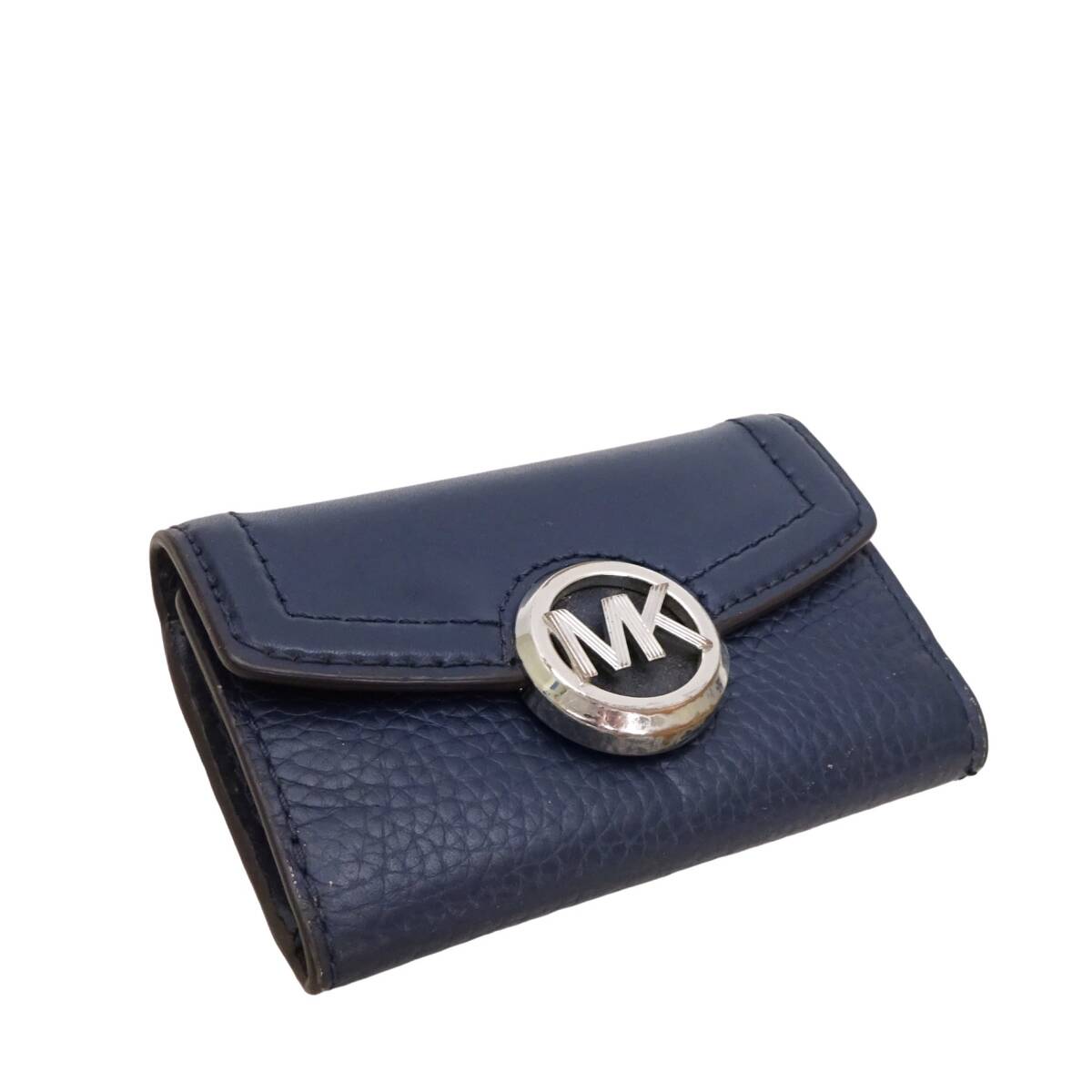 本物 ■マイケルコース■キーウォレット ネイビー レザー シルバー キーケース 