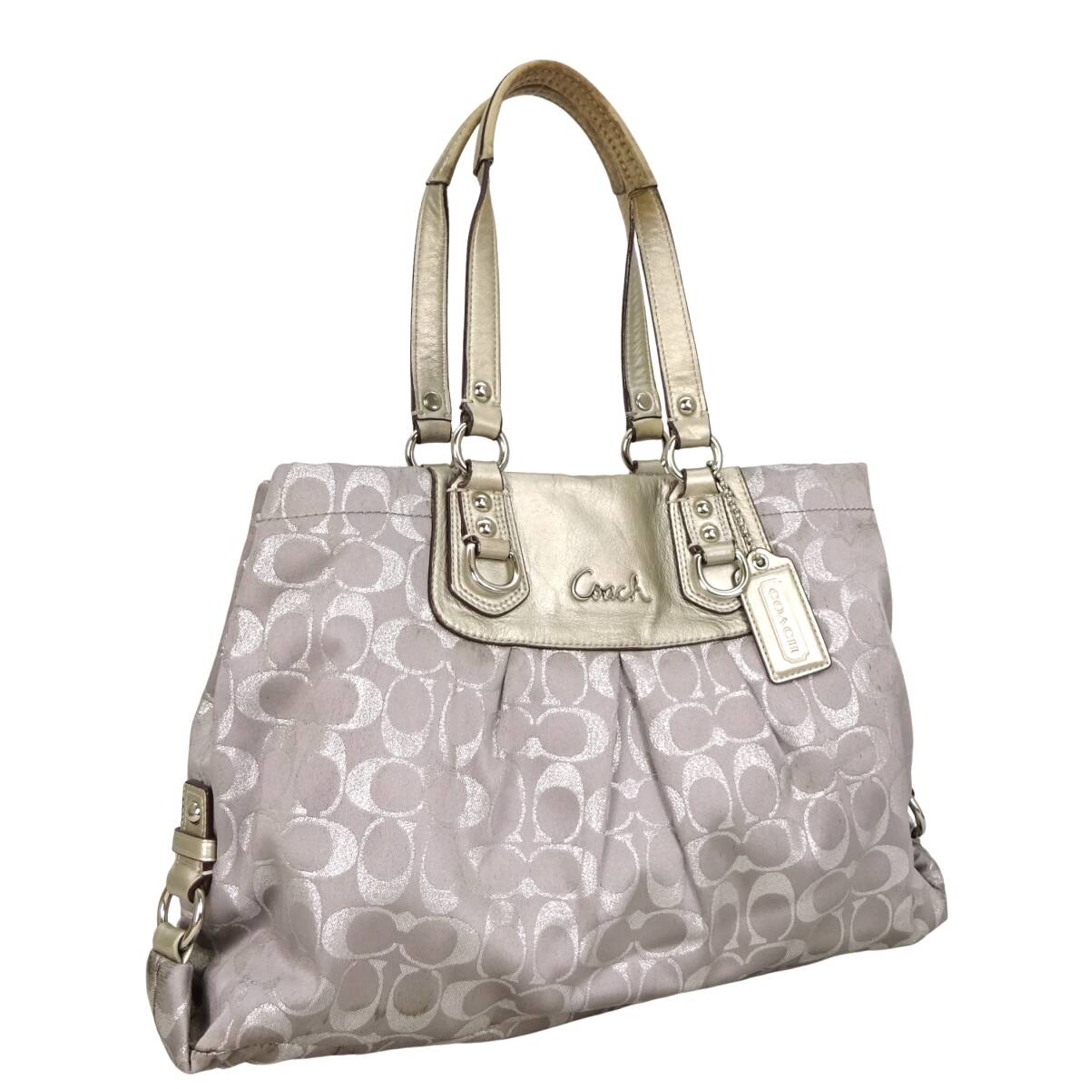 本物 ■コーチ■アシュリー シグネチャー キャリーオール トート シルバー グレ