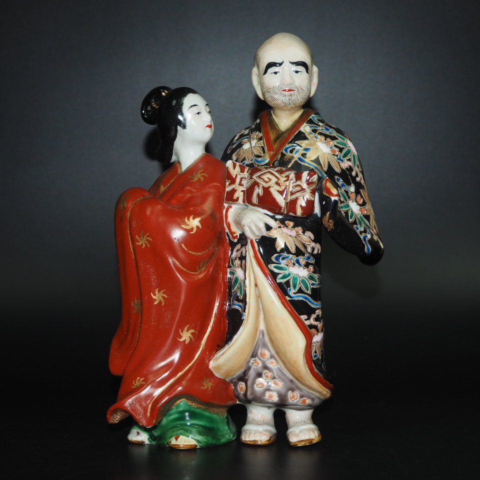 [ золотой Fuji ] снижение цены средний ... Meiji период кукла высота 23cm* большой редкий товар * осмотр / Goryeo приятный гора фиолетовый песок Kutani Bizen Hagi . Tokoname . сырой Imari антиквариат старый . входить . свет человек ..