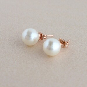 一粒10mmパール・ピアス・ピンクゴールド色 シンプル
