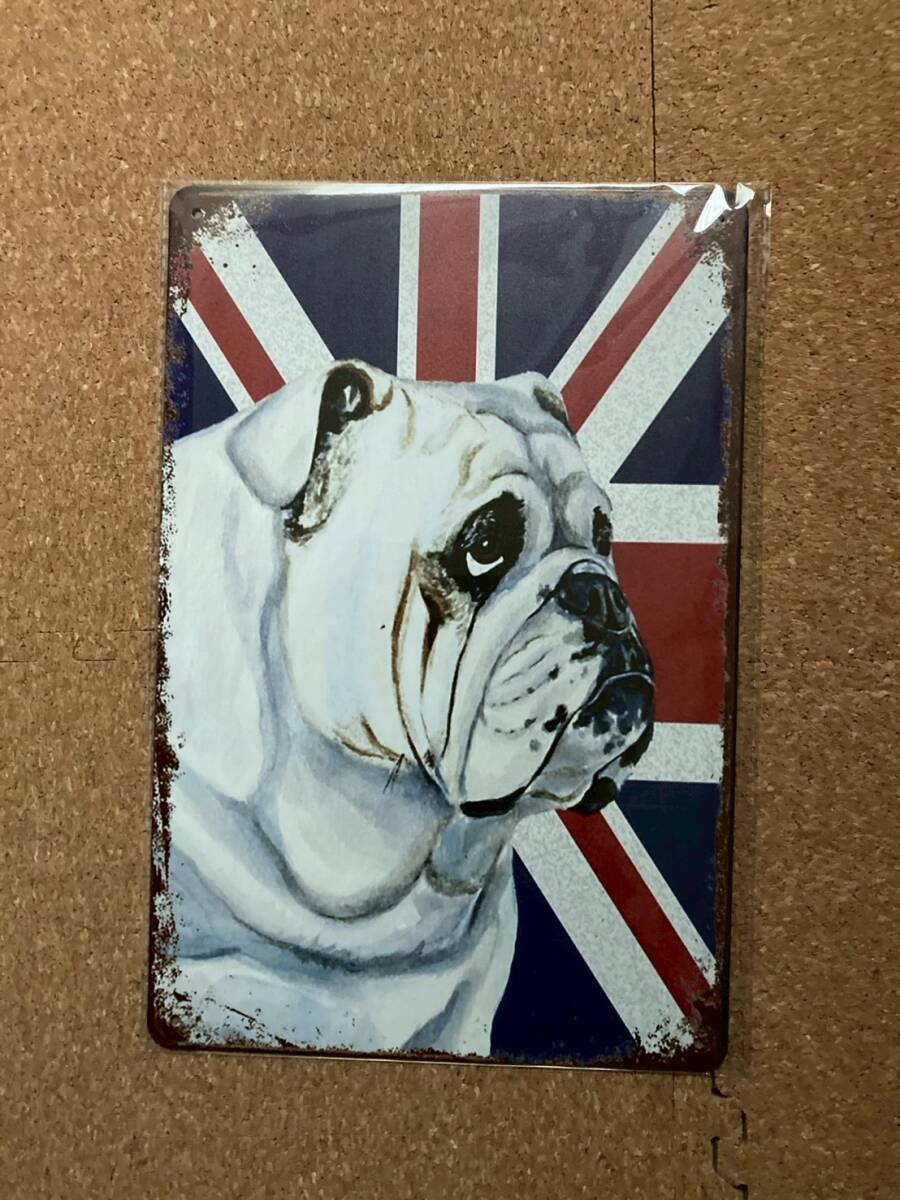 bru собака собака Union Jack жестяная пластина табличка metal автограф plate american смешанные товары wall декоративный элемент retro Vintage способ под старину 