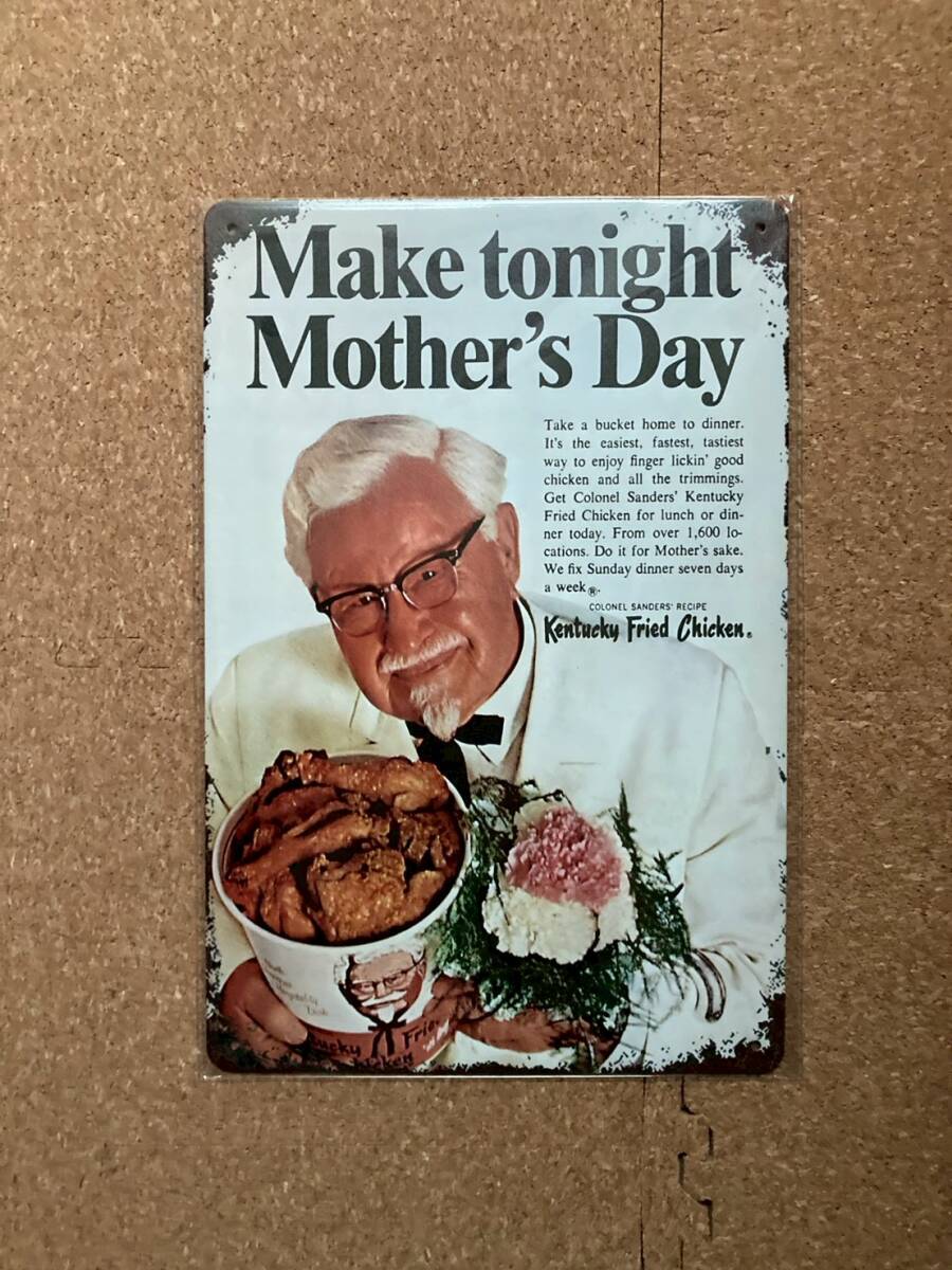  машина фланель Sanders KFC талон Tackey День матери орнамент retro Vintage жестяная пластина табличка metal автограф plate american смешанные товары wall декоративный элемент 