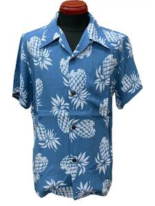 ★完売品! EIGHT-G エイトジー アロハシャツ PINEAPPLE パイナップル柄 2019年タイプ レーヨン Lot 8AS-03 サックスブルー XLサイズ★