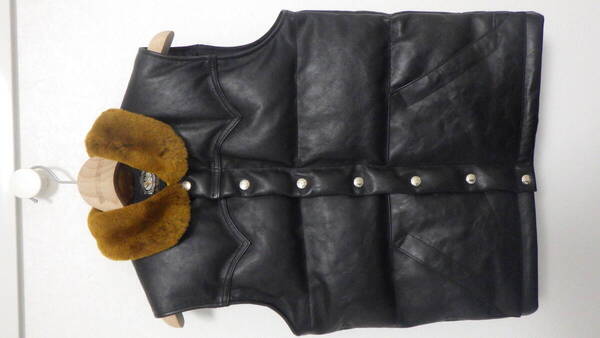 THE REAL McCOY'S リアルマッコイズ 襟ボア ホースハイド ダウンベスト ムートンカラー ブラック 34美品