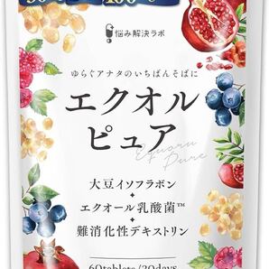 悩み解決ラボ エクオルピュア 30日分 エクオール 乳酸菌 100mg アグリコン型 イソフラボン 30mg ビタミンB12 国内製造 美容 サプリ