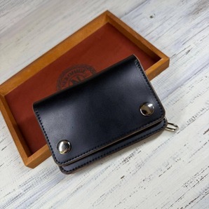 【トラッカーウォレット ショート 2.5層】 ホースバット 茶芯 シルバー