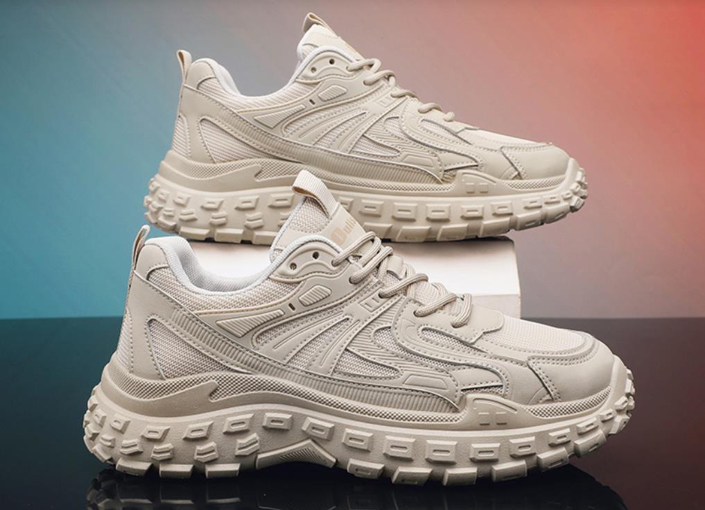 　厚底 スニーカー メンズ ウォーキング 運動靴 ジョギング 26cm　ベージュ