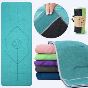 ヨガラグ ヨガタオル 位置線補正 185*63cm ヨガブランケット 滑り止め汗吸収 速乾性 超極細繊維 超軽量 折りたたみ式☆カラー/6色選択/1点