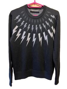 国内正規 19SS Neil Barrett ニールバレット BOLT ボルト ウール ニット 黒灰 XXS PBMA974 M617