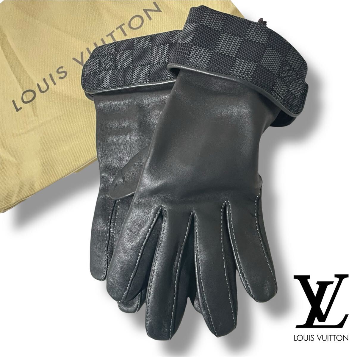 良品 正規品 LOUIS VUITTON ルイ ヴィトン グローブ ダミエ グラ