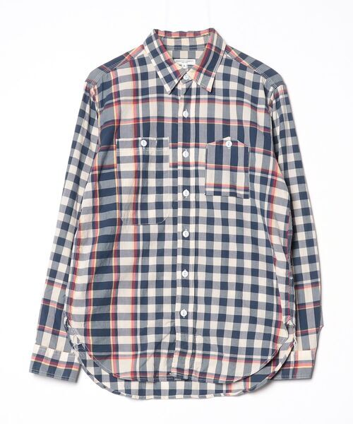 「Engineered Garments」 チェック柄長袖シャツ S ブルー メ