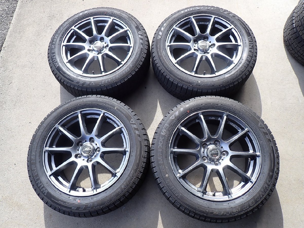 YS23711[ бесплатная доставка 215/55R17] Estima Odyssey Vezel и т.п. Dunlop б/у зимний #17×7J 114.3/5H ET53#1 иен старт 