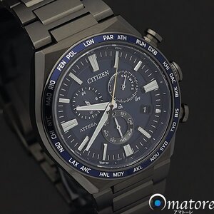 1円〜◎極上美品◎CITIZEN シチズン アテッサ【ACT Line ブラックチタンシリーズ】メンズ 電波ソーラー CB5967-66L E660◎箱保取説