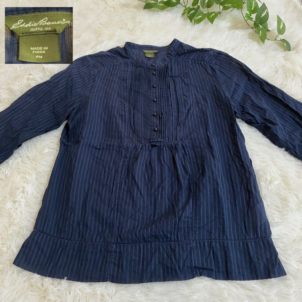 Eddie Bauer エディーバウアー ストライプ柄 長袖シャツ ブラウス P