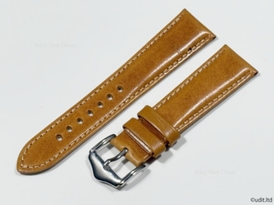 ラグ幅21mm コードバン 本革 腕時計用レザーベルト イエローベージュ 時計用バンド 腕時計ベルト LB101
