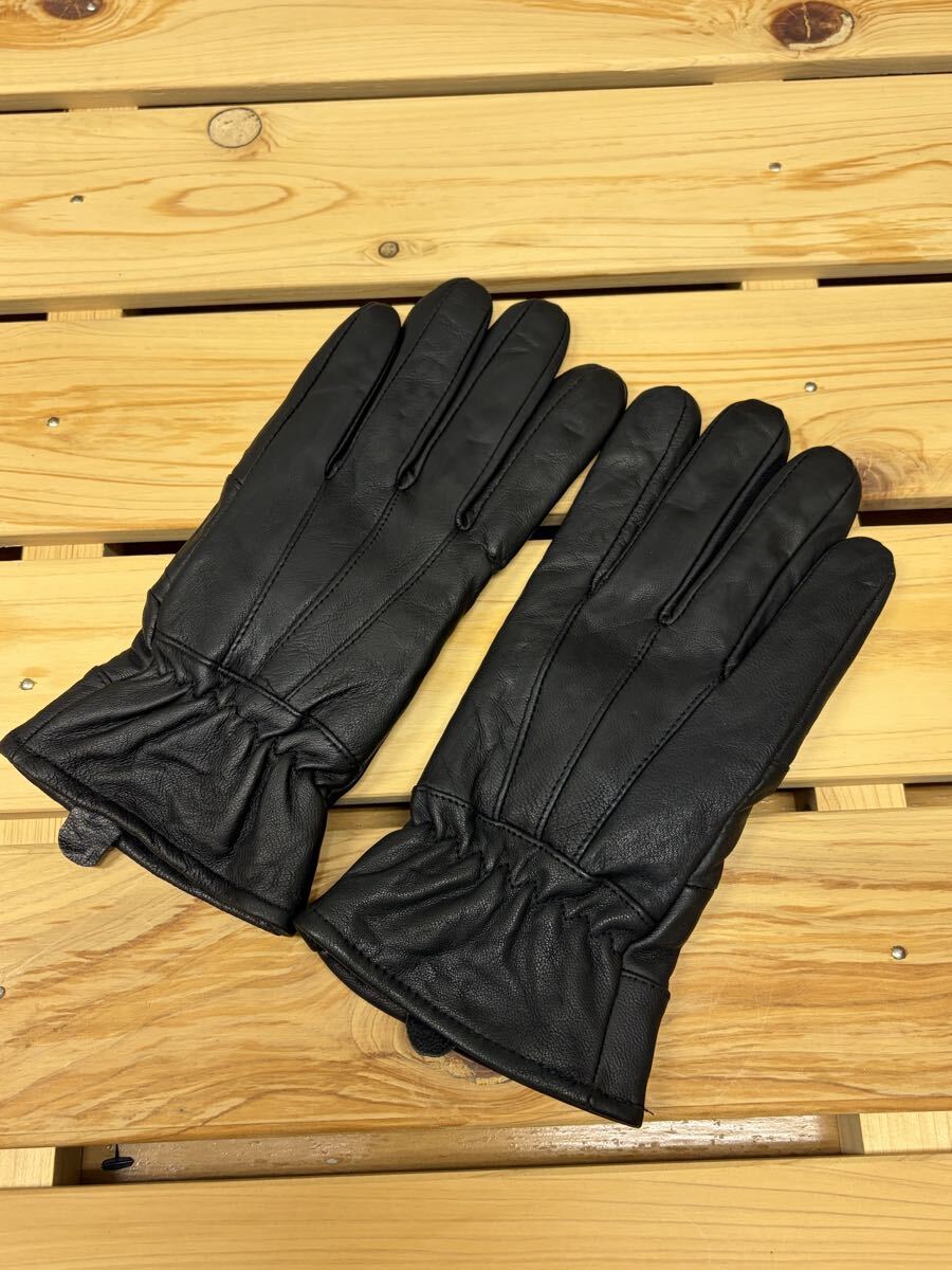 新品◆レディースラム革グローブ　裏起毛　暖かい♪本革手袋　パッチワーク　定番　黒