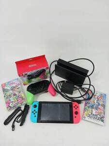20079-01★任天堂/Nintendo スイッチ本体 現状品 ソフト/スプラトゥーン2 大乱闘スマッシュブラザーズSPECIAL おまとめセット★