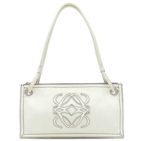 ロエベ ショルダーバッグ アナグラム ロゴ レザー ホワイト 白